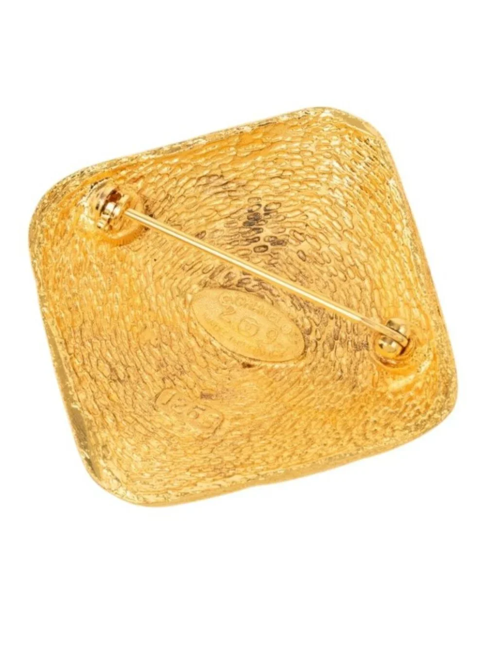 Chanel CC Logo Diamond Motif Vintage Brooch 29 Gold Plated